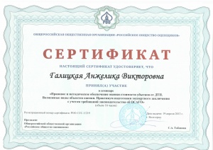 Сертификат Российского общества оценщиков
